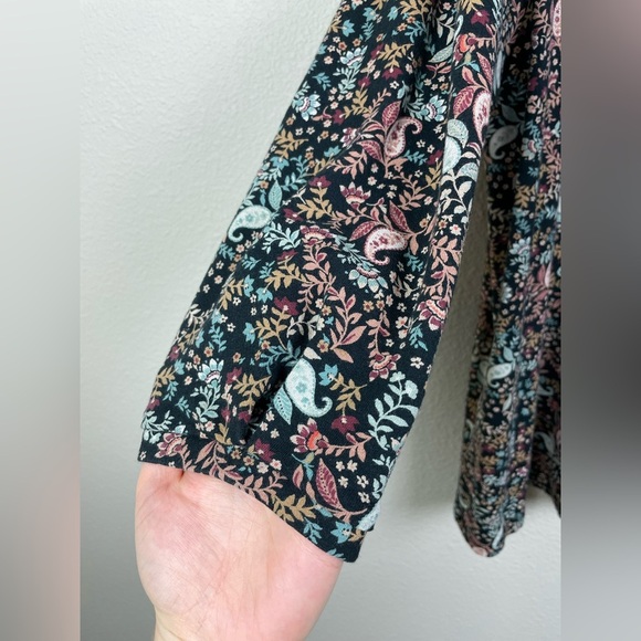 J.Jill Women's Large PETITE 3/4 Sleeve Pima Cotton Top Blouse Autumnal Floral - Picture 3 of 13